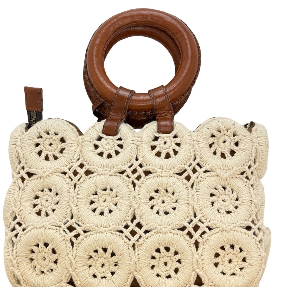 Patricia Nash Vobbia Crochet & Leather Top Handle Bag w/ Dust Bag | Boho - Picture 2 of 6